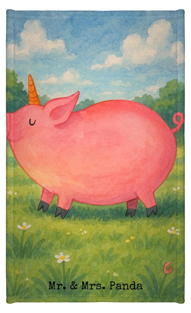 Mr. & Mrs. Panda Handtuch Einhorn Schwein Design - Weiß - Geschenk, Gäste-WC, Frotteetuch, Englisch, baumwolle, Bauer, Einhörner, Funny, Unicorn...