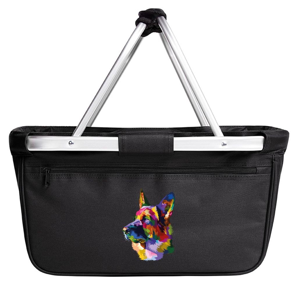 Huuraa Einkaufskorb Deutscher Schäferhund Colorful 20 Liter Black faltbarer Tragekorb Geschenkidee
