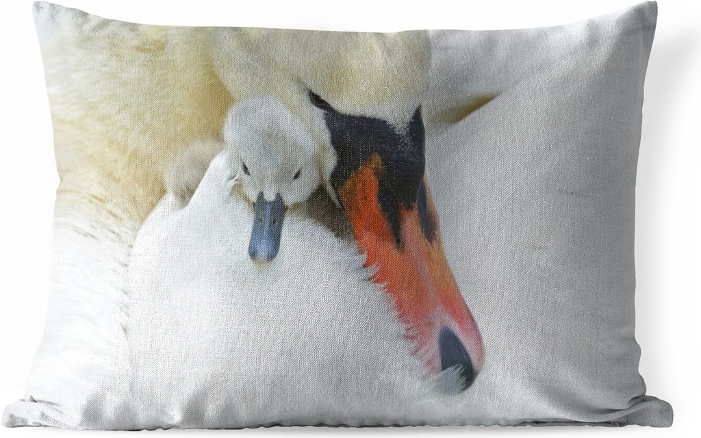 MuchoWow Outdoor Kissen - Schwan - Küken - Makro - 60x40 cm - Wetterfest - Lounge Kissen - Zierkissen - Kissen für Innenräume