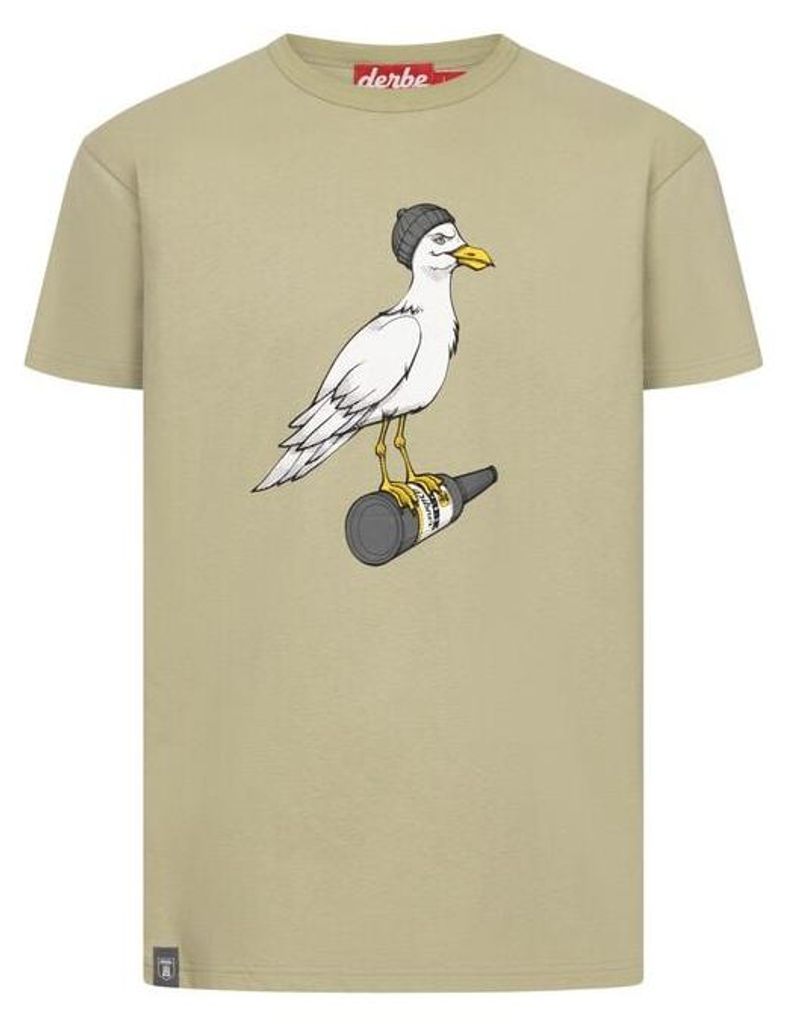 Derbe Hamburg T-Shirt Herren Sturmmöwe T-Shirt ocker Streetwear 100% Baumwolle L