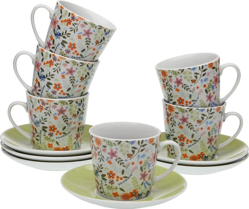 Set of Tassen mit Tellern Versa Porzellan Blumen - Marke: Versa - EAN: 8420327570888