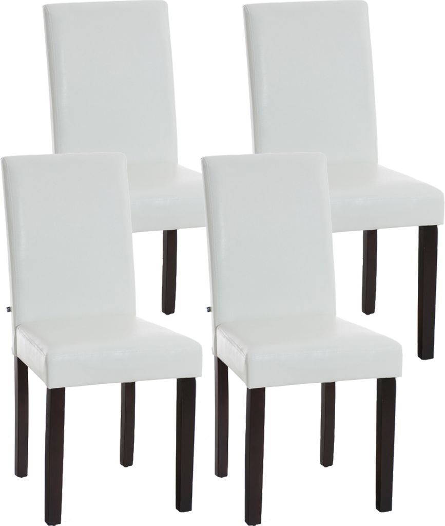 CLP 4er Set Esszimmerstuhl Ina Kunstleder mit Holzgestell,weiß dunkelbraun