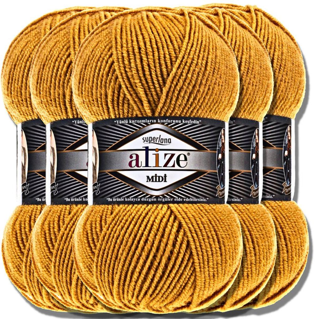 Alize 5x 100g Superlana Midi Wolle, Uni, Häkeln, Stricken Produktbild 