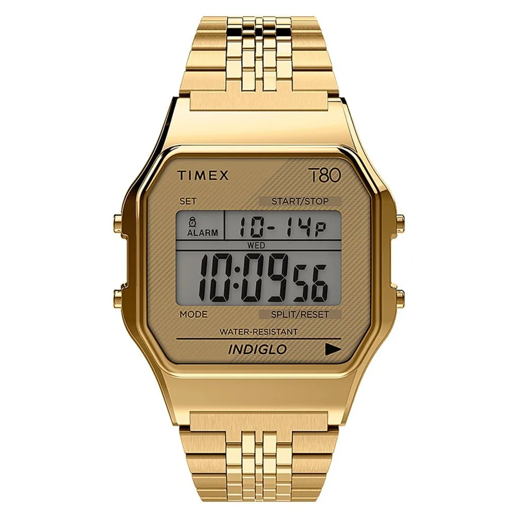 Timex T80 Gold TW2R79200 | Orologio Digitale Unisex in Acciaio Oro