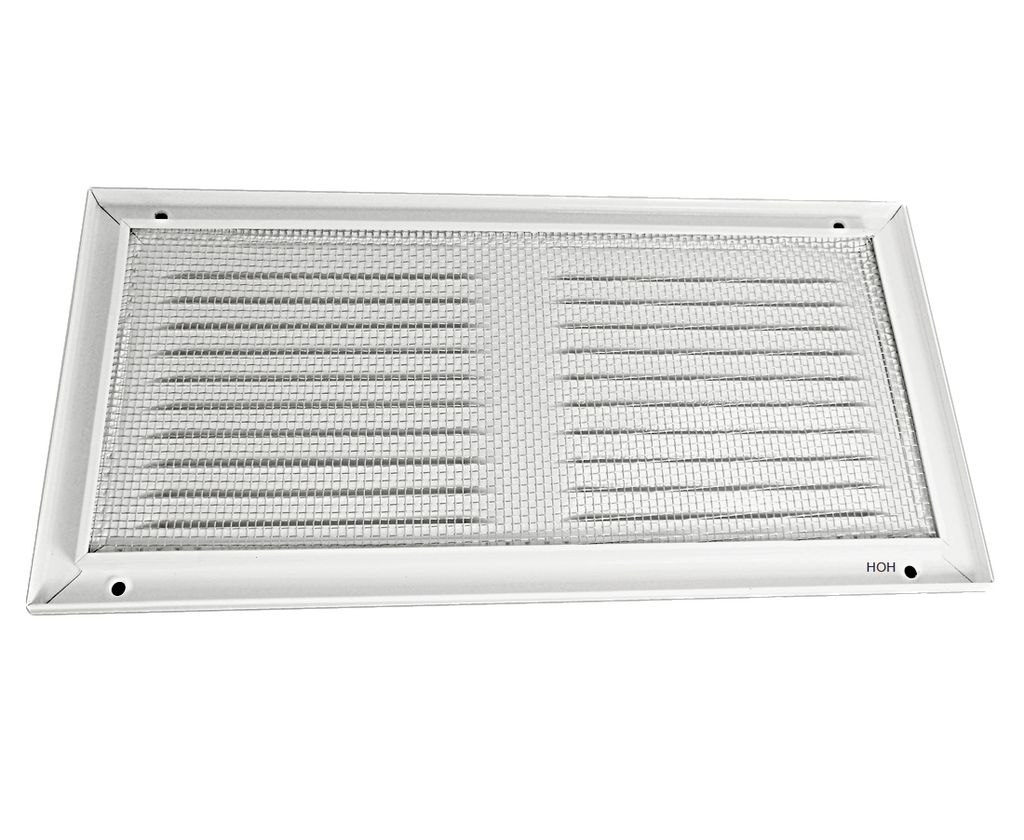 Lüftungsgitter LG-3015 MGS-W, 300 X 150 Mm, Aluminium Weiß – Lamellengitter Mit Fliegengitter Für Zuluft/Abluft