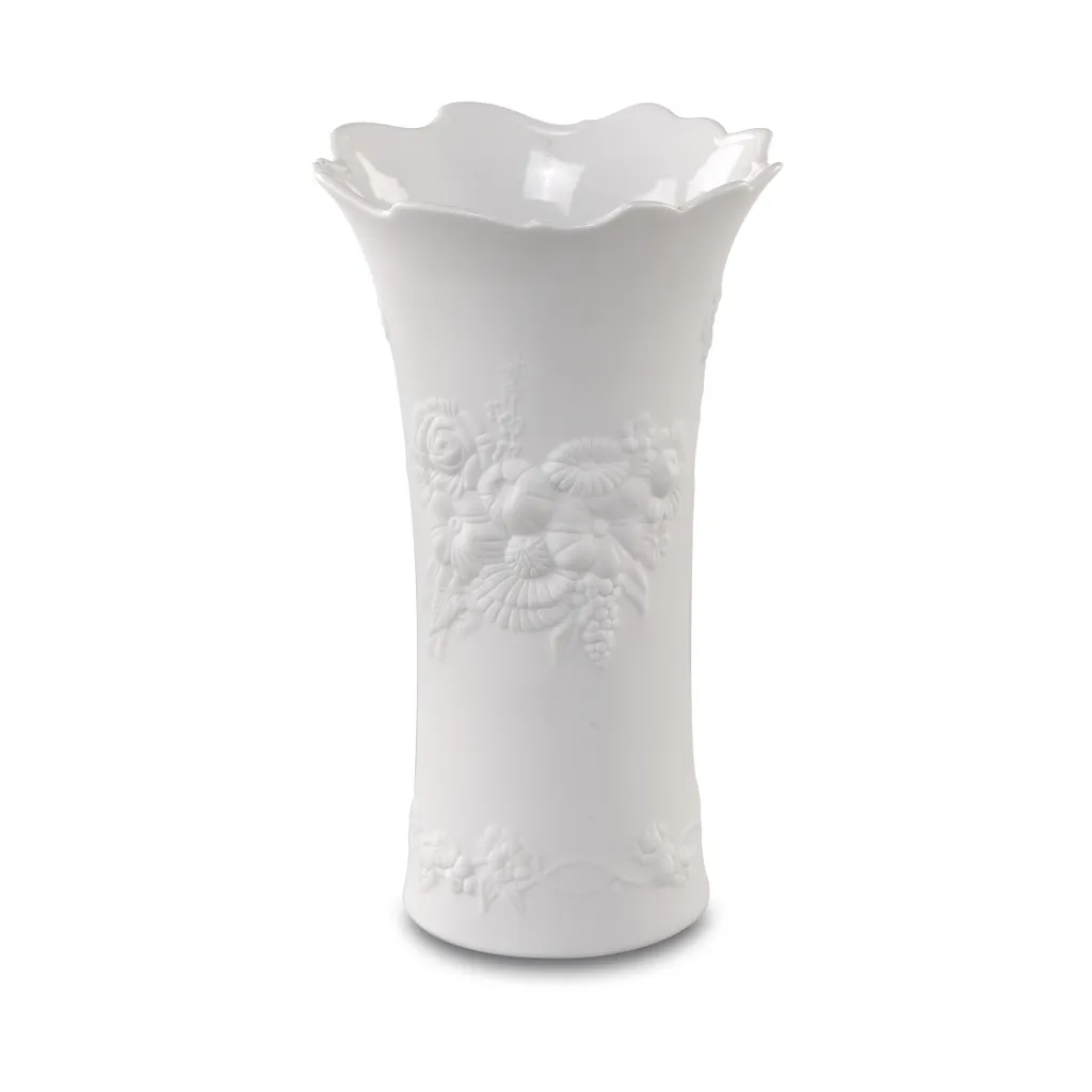 Grand vase décoratif Goebel Flora porcelaine blanche pour fleurs fraîches