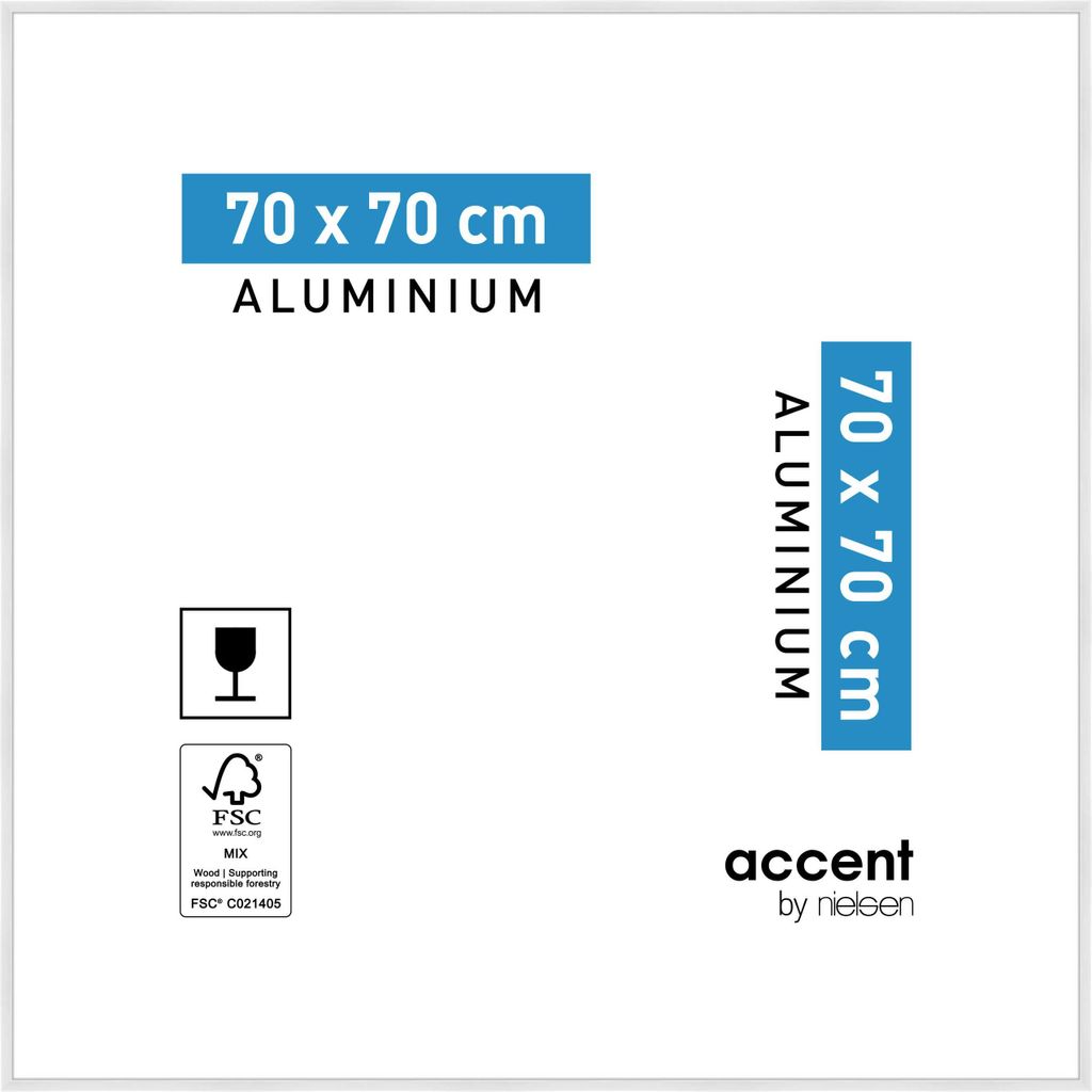 accent by nielsen Aluminium Bilderrahmen Accent, 70x70 cm, Weiß Glanz