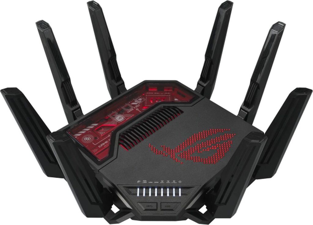 ASUS ROG Rapture GT-BE19000 WLAN-Router Multi-Gigabit Ethernet Tri-Band (2,4 GHz/5 GHz/6 GHz) Schwarz, Rot
