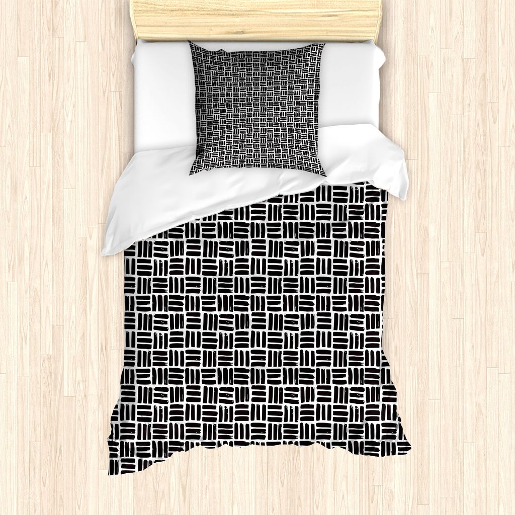 ABAKUHAUS Abstrakt Bettbezug Set für Einzelbetten, Creative-Bar Squares, Milbensicher Allergiker geeignet mit Kissenbezug, 135 cm x 200 cm - 80 x ...