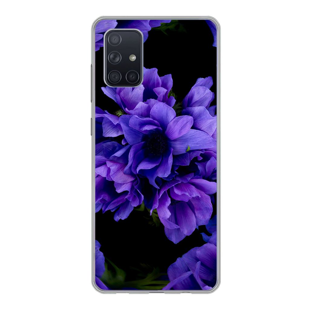 MuchoWow Handyhülle Schutzhülle Hülle für Samsung Galaxy A51 Muster - Blumen - Lila Silikon Softcase Handy Hülle - Schutzabdeckung