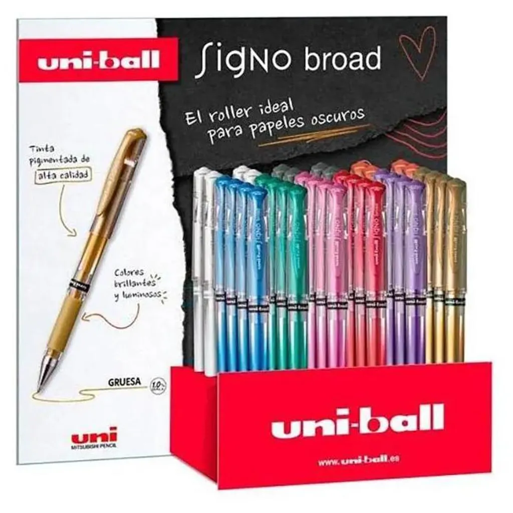 Stylo Roller à Encre Gel Signo Broad UM-153 Blanc Pack de 36 Unités