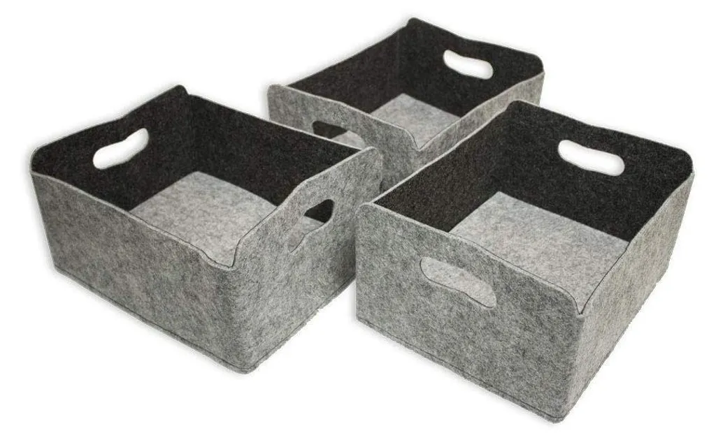 Rangement d'étagère pour dressing et bureau en feutre gris lot de 3