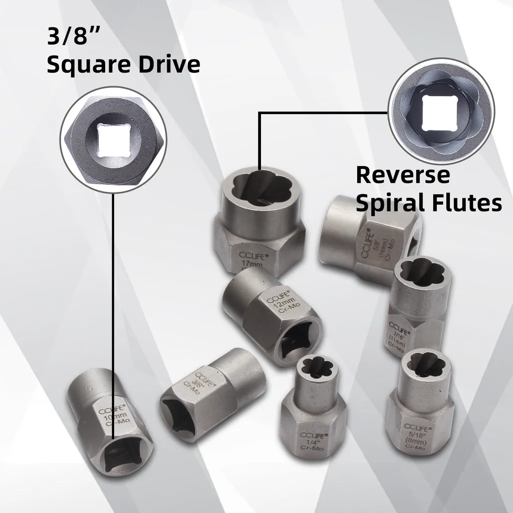 Extracteur de vis pour mécanique automobile et écrous grippés 8-19