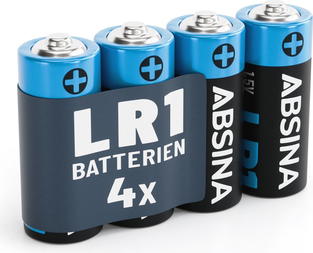 ABSINA 4x Batterie LR1 N Lady für Garagentoröffner, Taschenrechner u.v.m. - 1,5V Alkaline auslaufsicher, lange Haltbarkeit