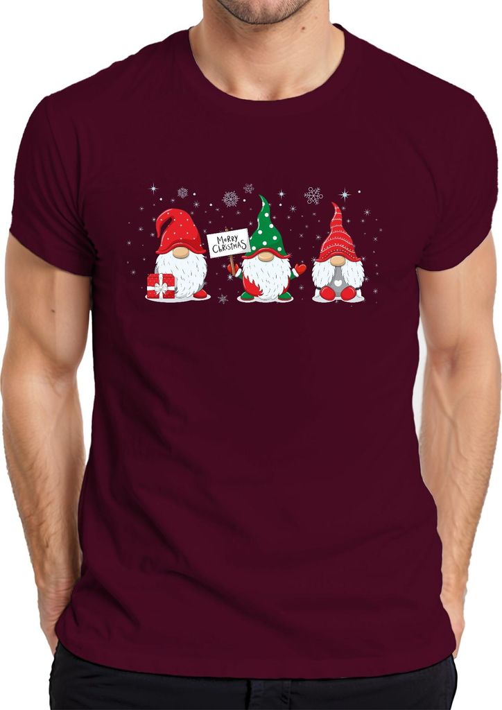 Merry Christmas Gnome Elfen Wichtel - Weihnachten Weihnachtsgeschenk Christmas Herren T-Shirt, Burgundy, L