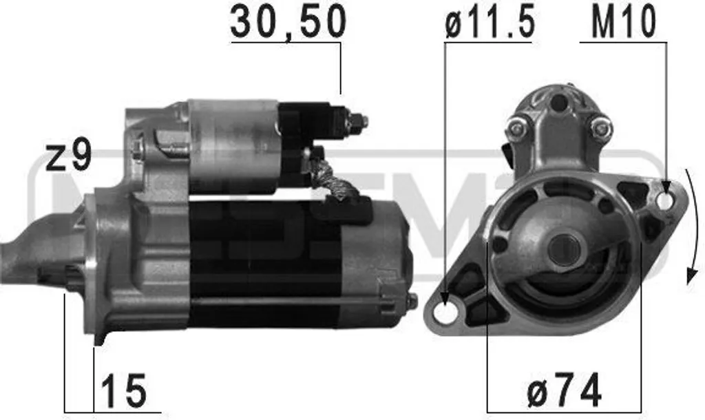 Démarreur de remplacement pour Toyota Yaris et Corolla - Fixation 2 Vis