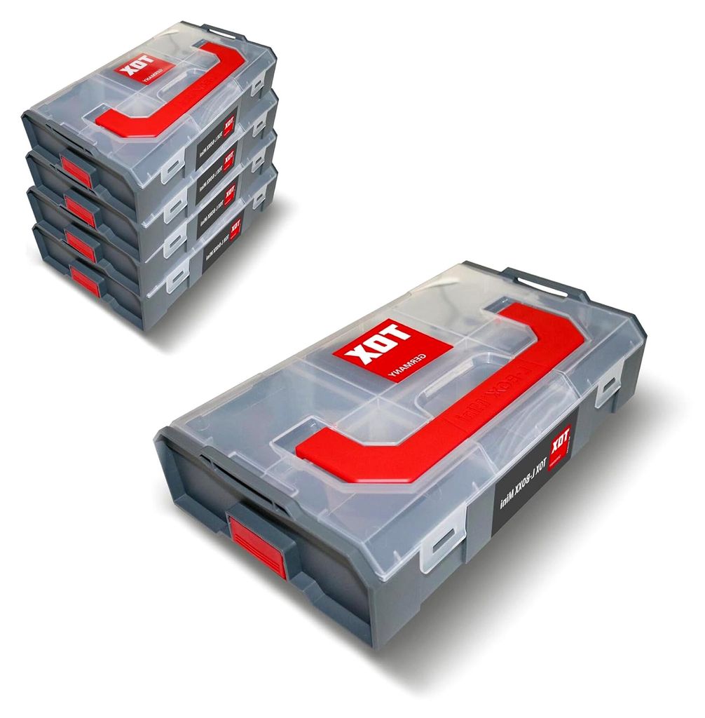 Sortimentskoffer L-BOXX Mini Set, stapelbar und verklickbar, unterteilbar in 6 Fächer, übersichtliche Aufbewahrung für Dübel und Schrauben, Set...