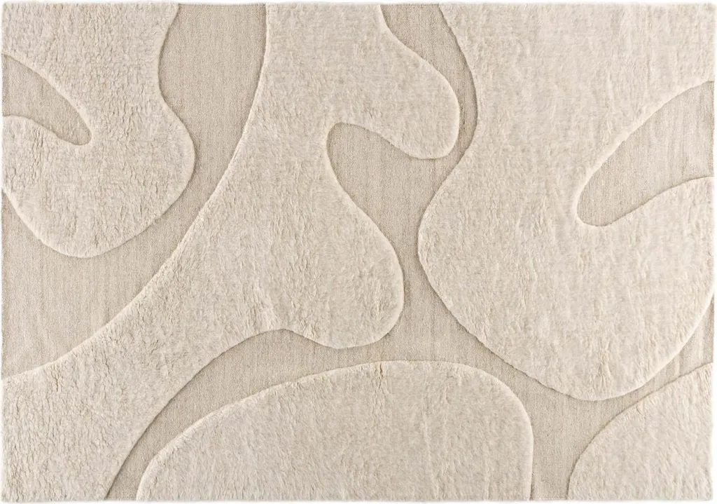 Grand tapis de salon beige 160 x 230 cm FURNLUX Boone ultra moelleux