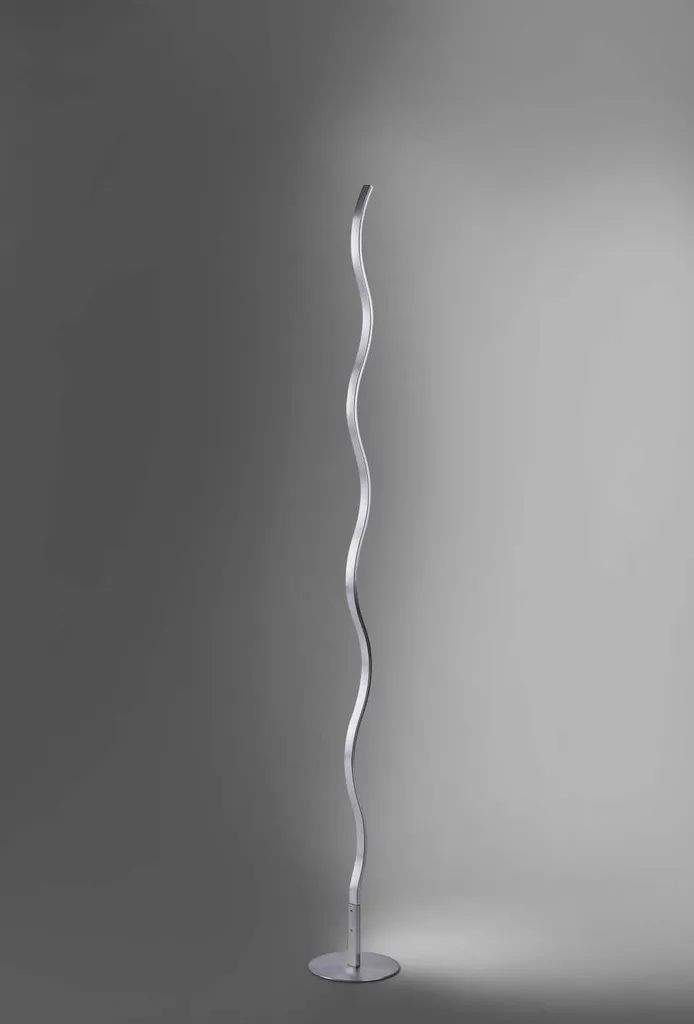 Lampadaire Colonne LED Argenté Style Vague 120cm pour Salon et Chambre