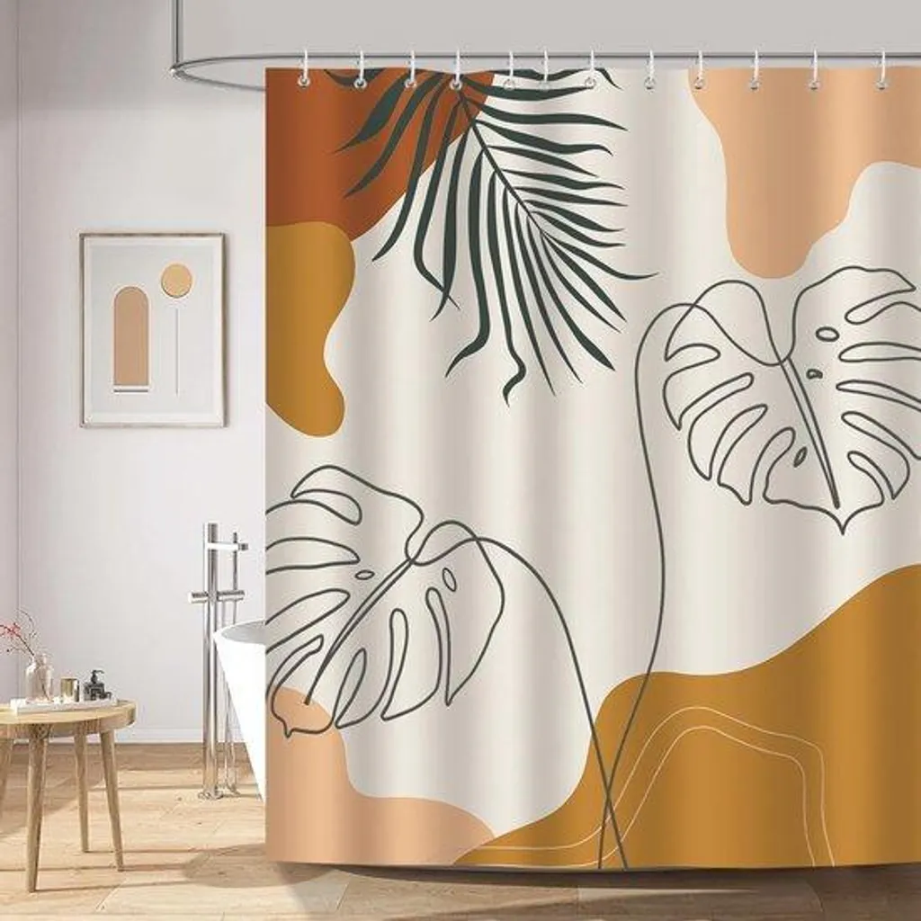 Rideau à volants bohème marron imperméable en polyester 180x180 cm