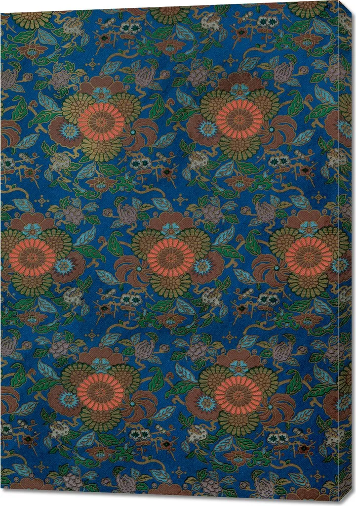 Tableau de Salon Vintage Éventail Bleu : Décoration Murale 70x100
