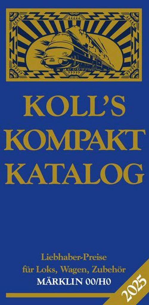 A catalog cover with a vintage train illustration and text.