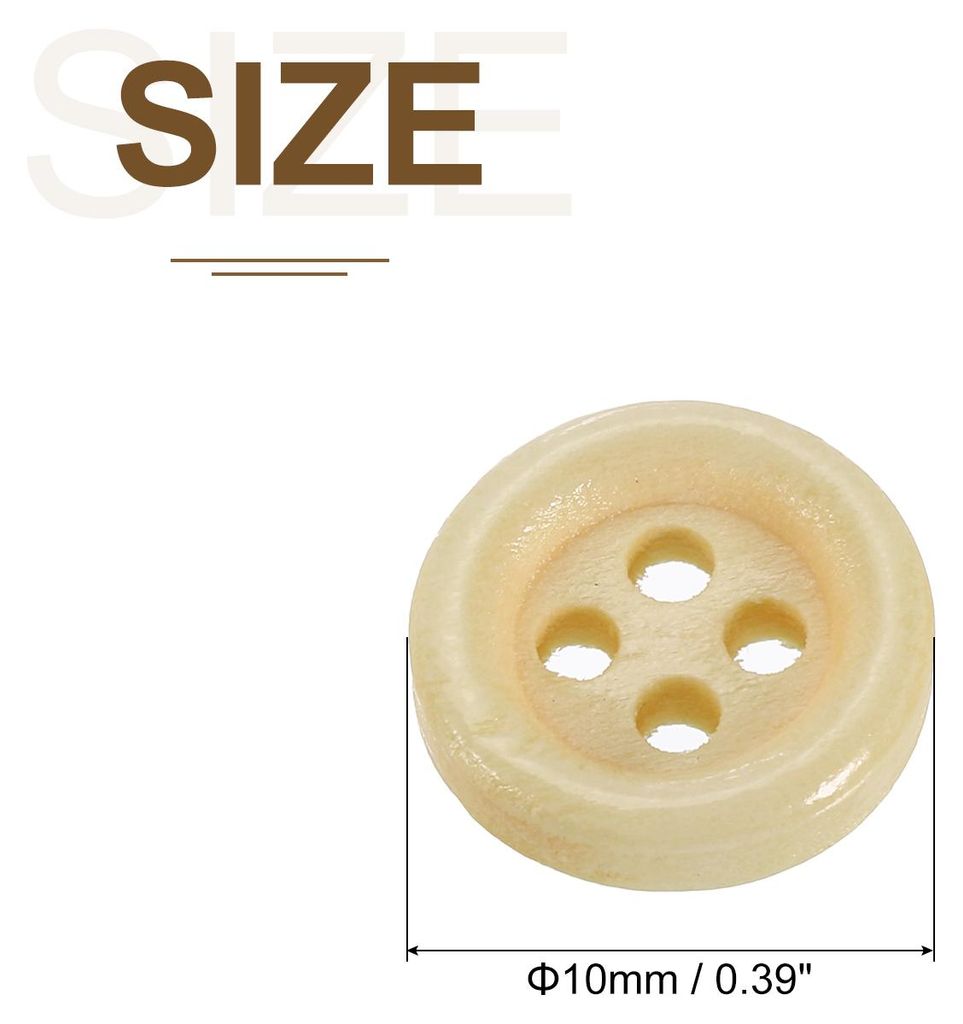 50 Stš¹ck Holzkn?pfe, 10mm (13/32") 4 Loch Runde Holz Kn?pfe N?hen Knopf Handwerk Flatback fš¹r N?hen DIY Handwerk Kleidung, Naturholz
