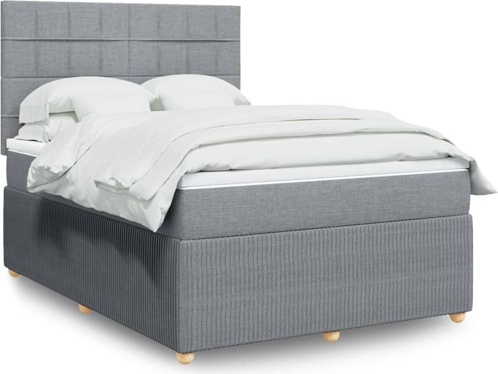 Eleganten-Stil Boxspringbett mit Matratze Hellgrau 140x200 cm Stoff,97,42 Kg cloris2057693