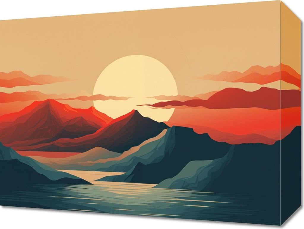 Bild 40x30cm Sonnenuntergang über den Bergen