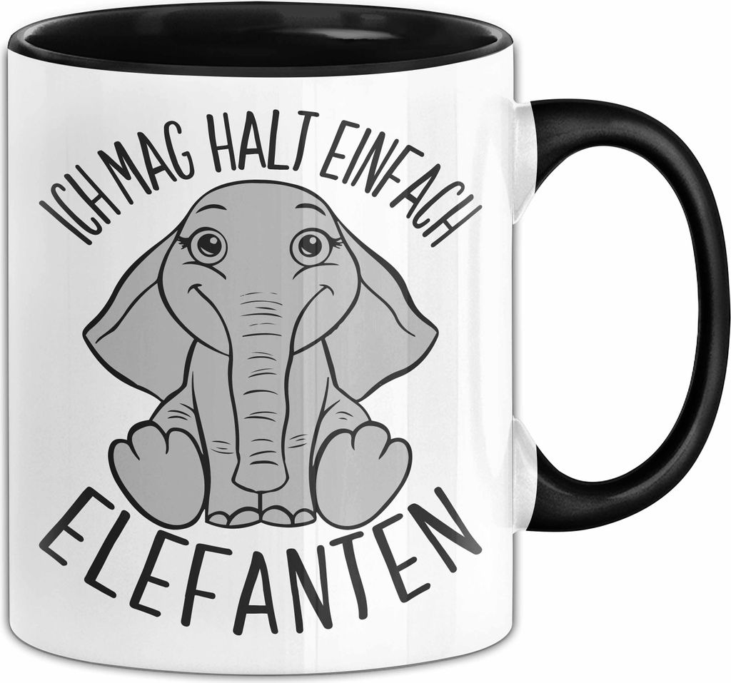 Elefant Tasse Geschenk Für Elefanten-Liebhaber Geschenkidee Ich Mag Halt Einfach Elefanten (Schwarz)