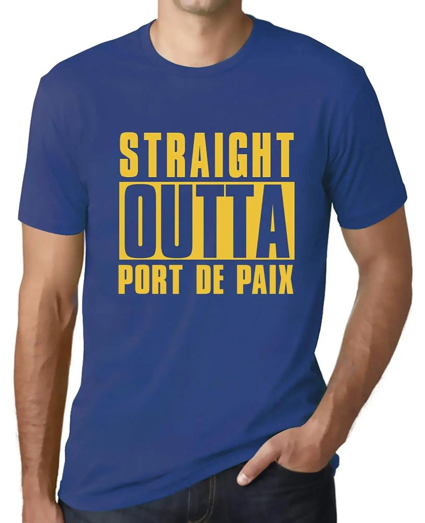 Herren Grafik T-Shirt Direkt aus dem Port de paix – Straight Outta Port De Paix – Öko-Verantwortlich Vintage Jahrgang Kurzarm Lustige Druck Ge...