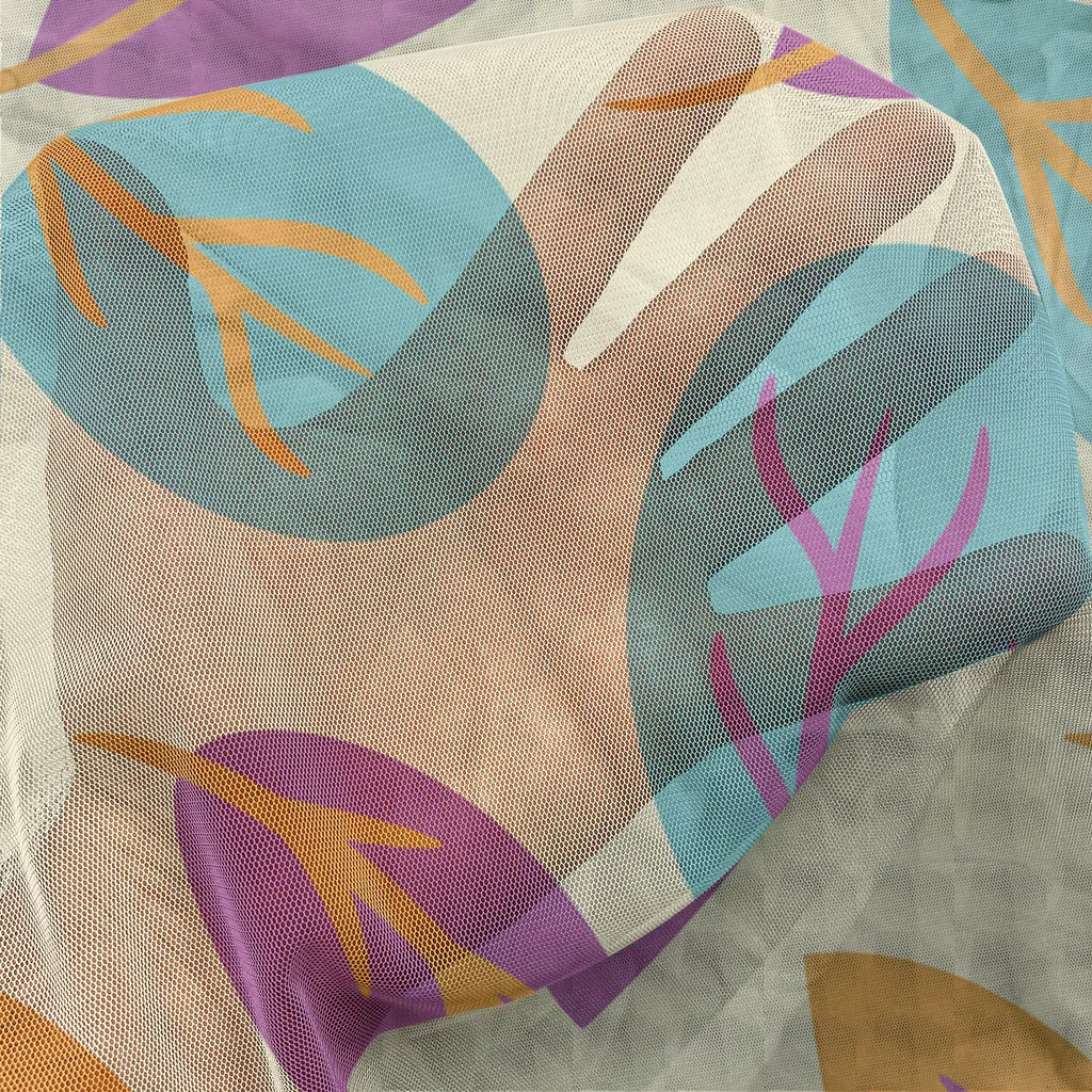 ABAKUHAUS Arazzo autunnale, colori vivaci e caldi Foglie autunnali rotonde Simpatica illustrazione artistica, tessuto satinato setoso per soggiorno e camera da letto, 274 cm x 274 cm, fucsia e verde acqua chiaro - 3