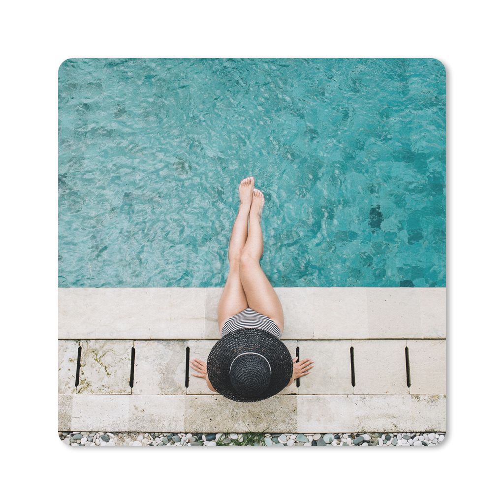 MuchoWow Mauspad Mousepad Tropisch - Hut - Wasser 20x20 cm - Mousepads - Maus Mat - Pad - Mausunterlage - Desk Mat - Bureauartikeln