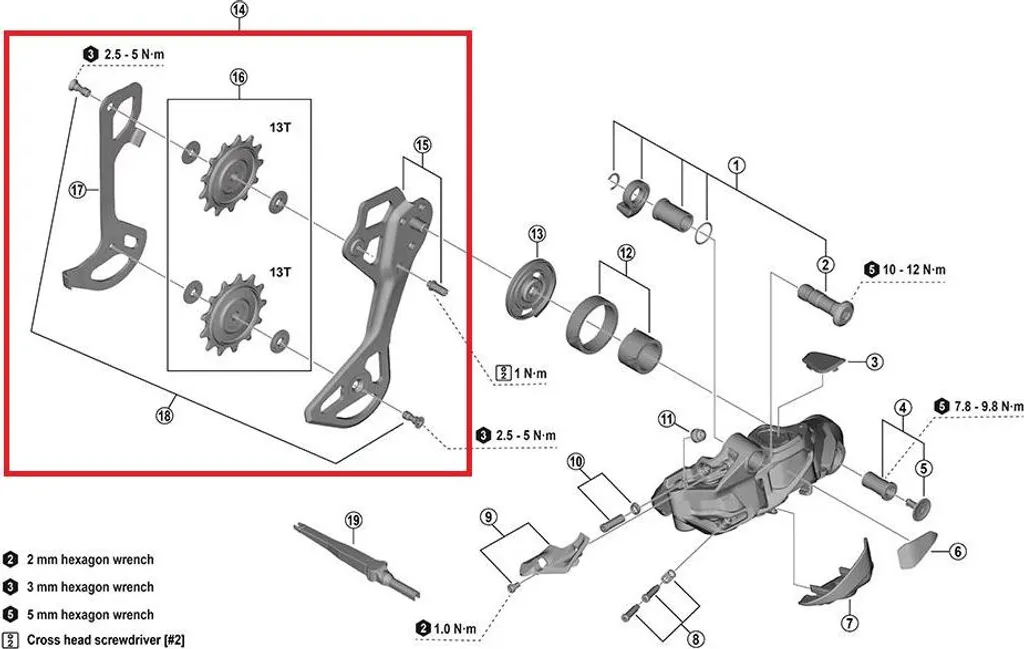 Chape de dérailleur SHIMANO RD-M9250 GS kit guide-chaîne de rechange
