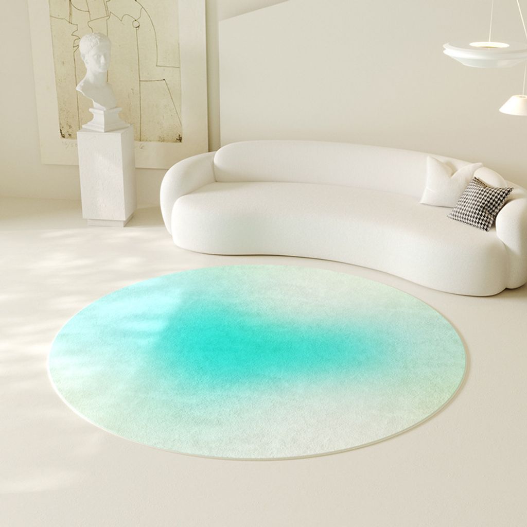 Rund Kurzflor Teppiche Mode Wohnzimmerteppich Anti-Rutsch Teppiche für Schlafzimmer, Farbe: Hellgrün, Größe: 60 cm