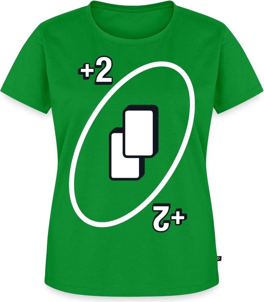 Spreadshirt UNO Karten Kostüm +2 Zwei-Ziehen-Karte Frauen Premium T-Shirt, XL, Grün