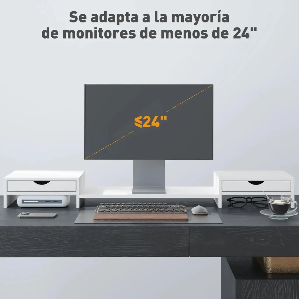 Support moniteur pour double écran blanc - Idéal bureau et télétravail - 7