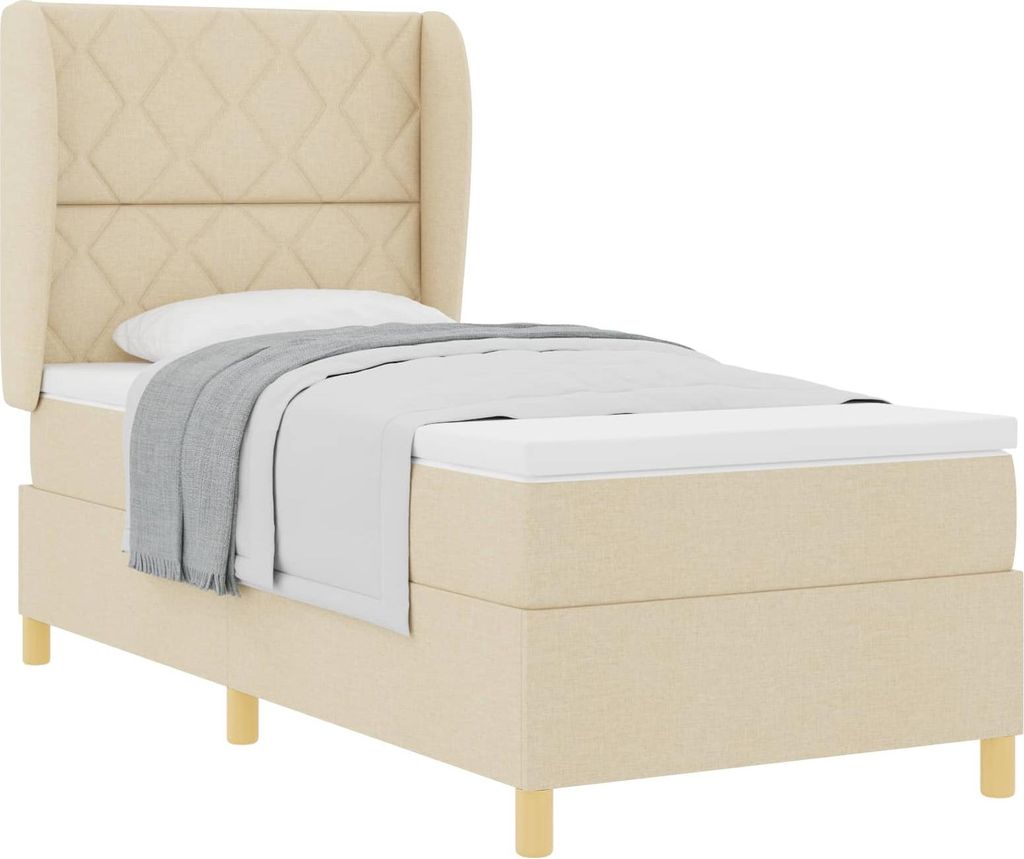 Boxspringbett mit Matratze Creme 200 x 100 cm Stoff