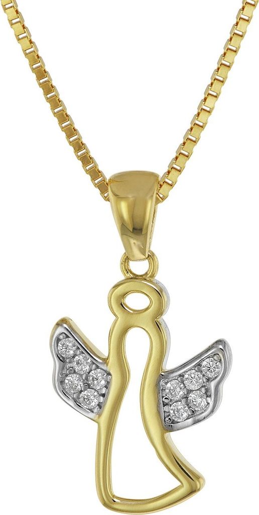 trendor 75558 Engel-Anhänger mit Zirkonia Gold 333 + vergoldete Silberkette 1