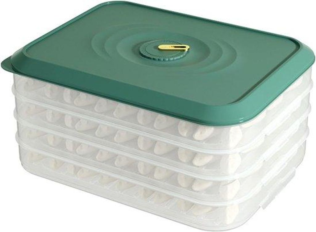 Dumpling-voedselopslagcontainer, 4-laags, koelkastvriendelijk, meerlaagse container met deksels und Zeitregistrationsfunktion