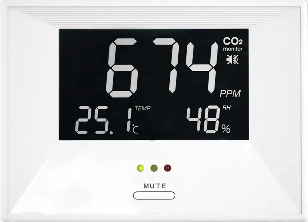 Appareil de Mesure CO2 et Humidité TFA AirCO2ntrol Life Blanc Digital