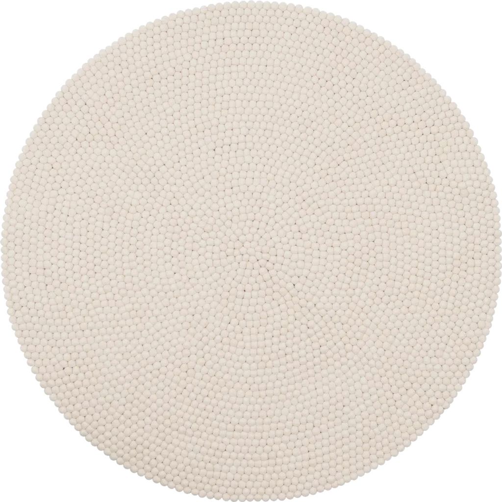 Mono Filzkugelteppich Rund ø 50 cm Weiß