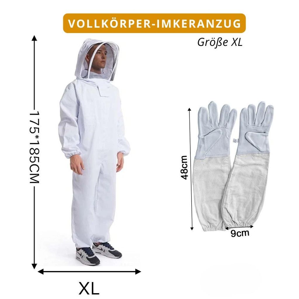 Imkeranzug mit Handschuhen – XL, Vollschutzanzug belüftet & Produktbild 