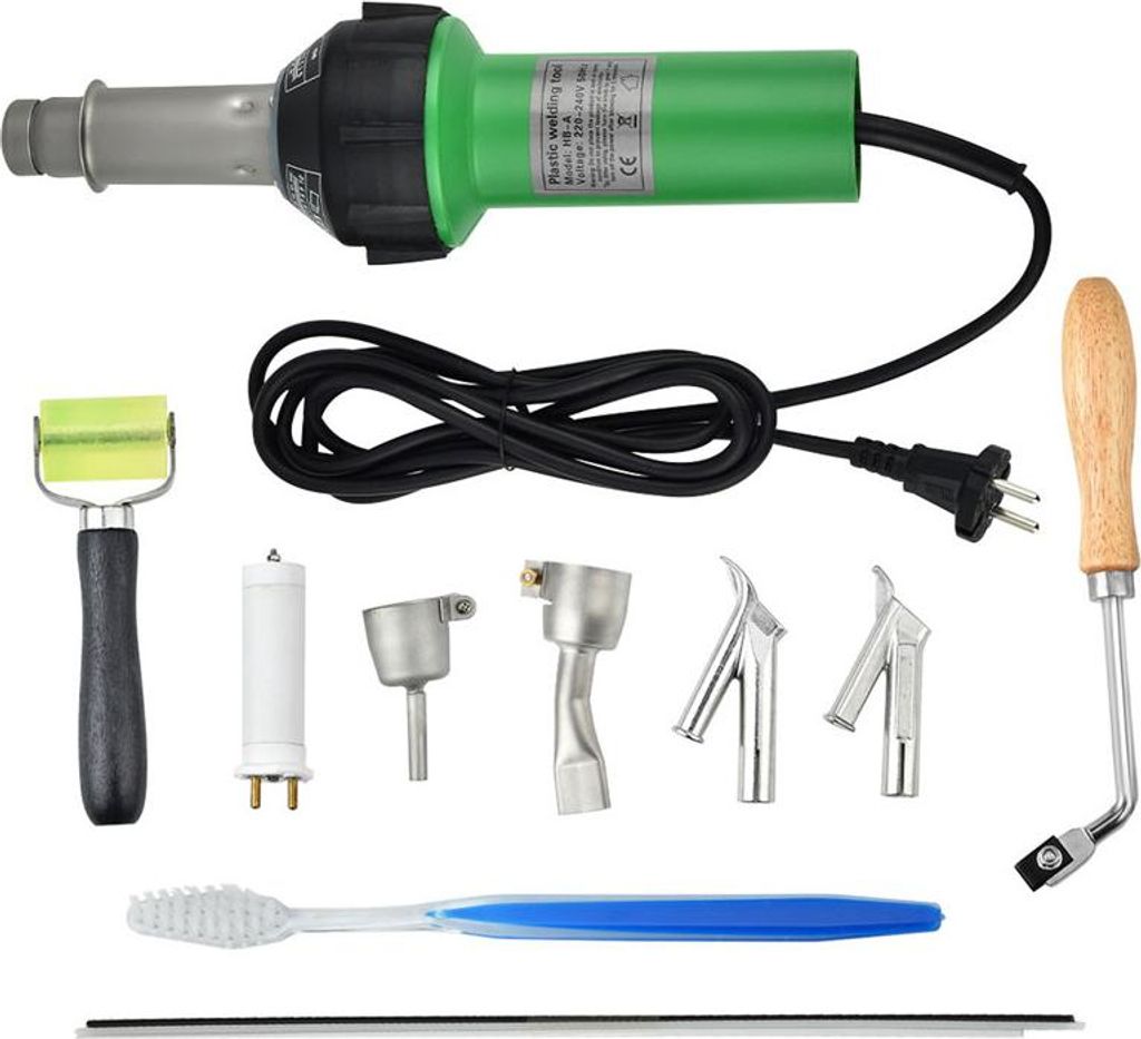 Heißluftpistole - Kunststoffschweißen - 220 V - Unter 500 W - 40–600 °C einstellbar - Für PP/PVC, Stoßfänger-Reparatur, Schrumpffolie
