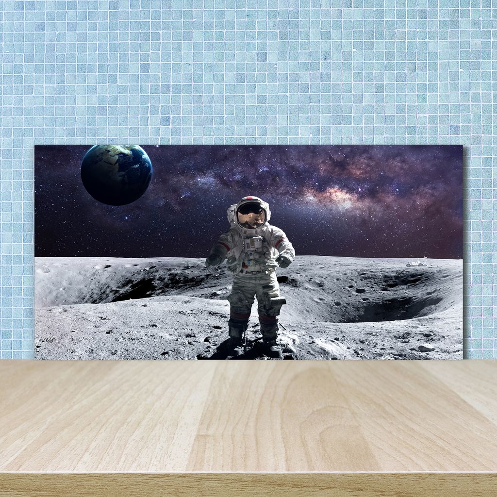 Tulup Küchenrückwand Spritzschutz aus Glas -100x50 -Spritzschutz auf gehärtetes GlasWeltall & Science-Fiction Astronaut
