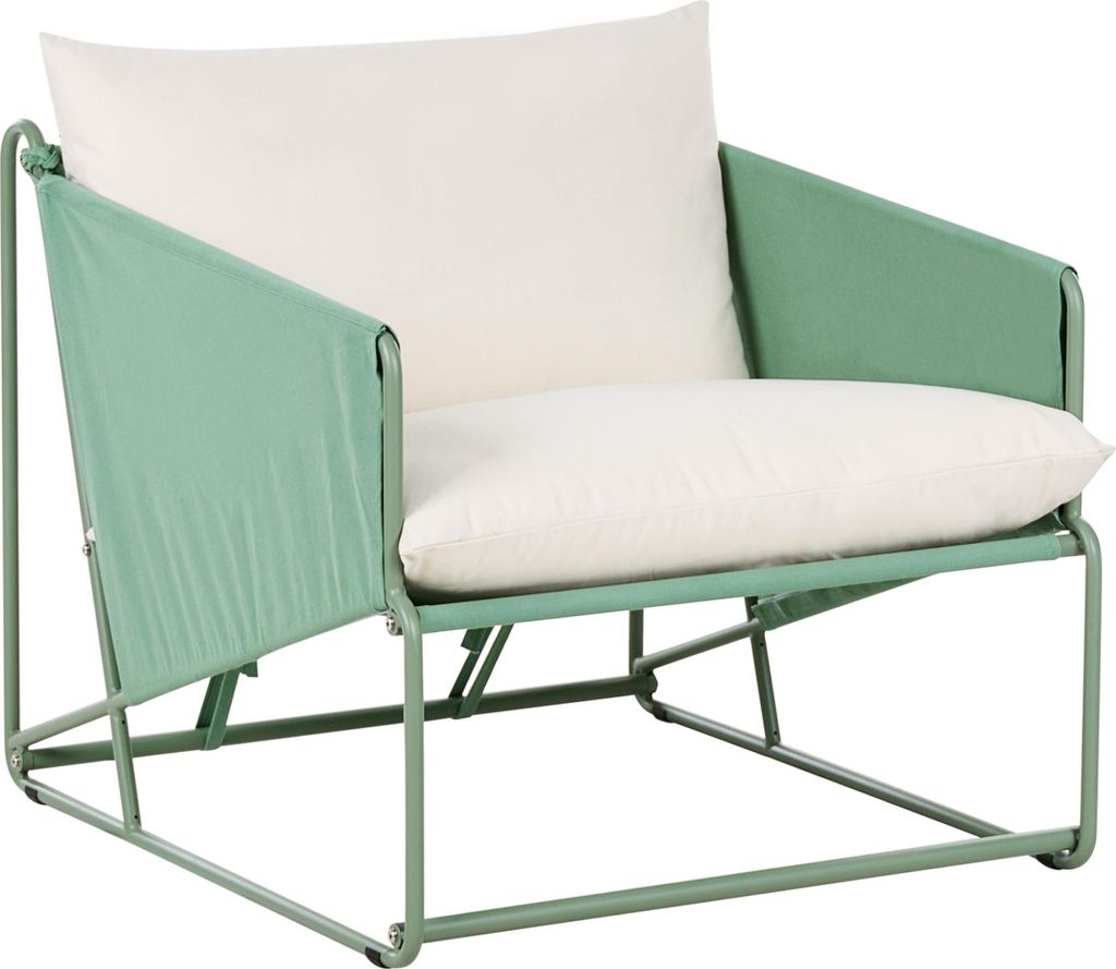 BELIANI Gartensessel Grün Metall mit Armlehnen Kissen Niedrig Extra Breite Sitzfläche Modernes Design Outdoor Indoor Garten Terrasse