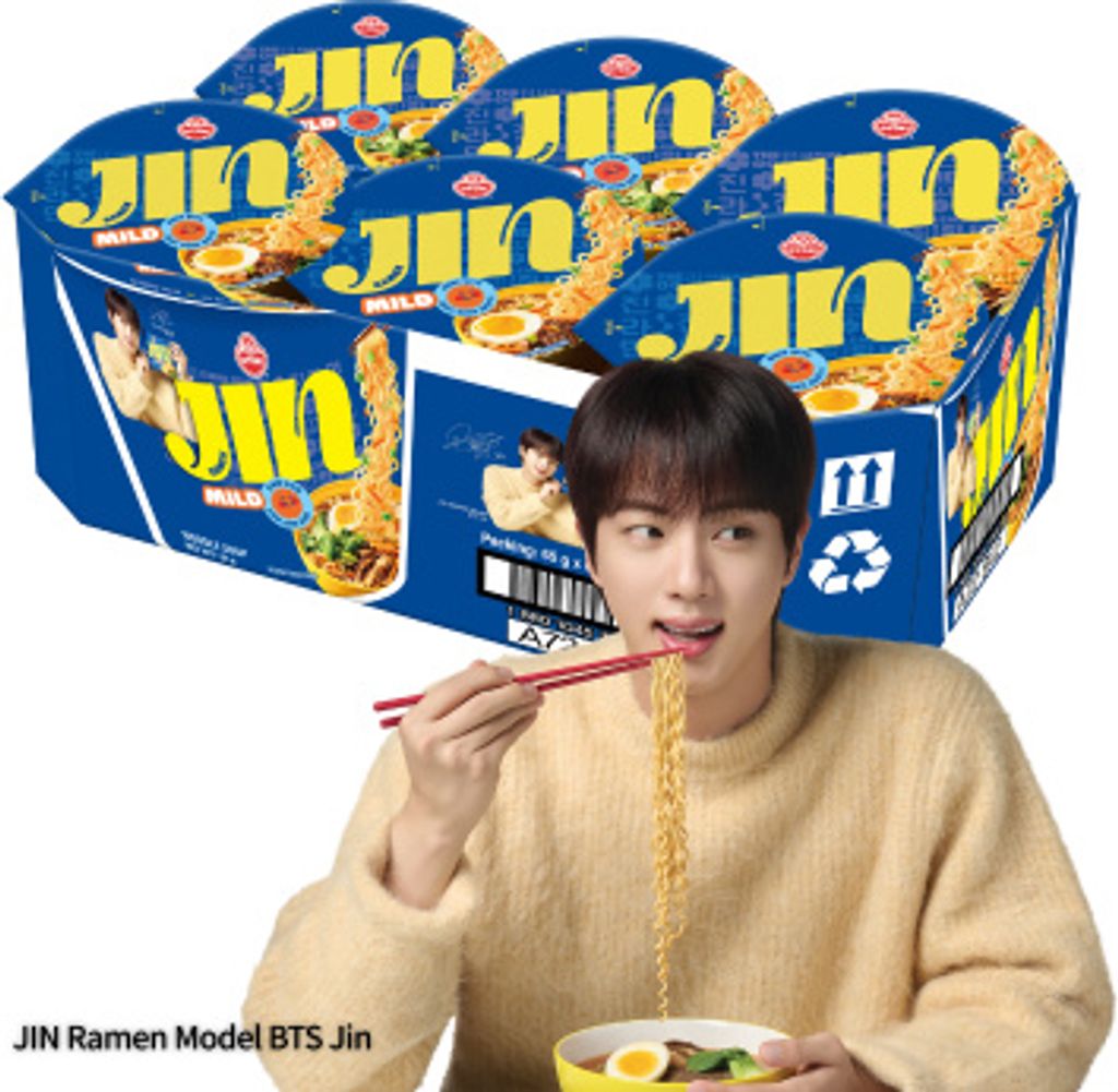 Ottogi | Jin Ramen Mild - 65g - Leicht Pikant - Nudelsuppe - Becher