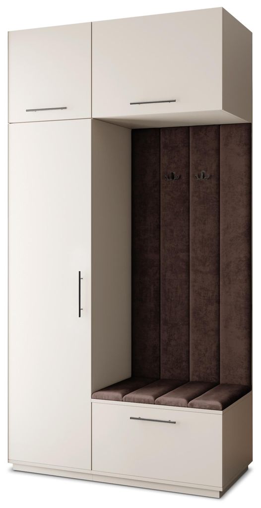 Masseno Garderobe-Set REMA 120/240/60 cm Modern Garderobenschrank Kaschmir, Veloursstoff MONOLITH 29 (Braun)