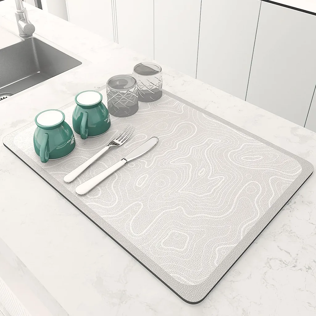 Tapis de séchage pour plan de travail - Protection évier kieselguhr