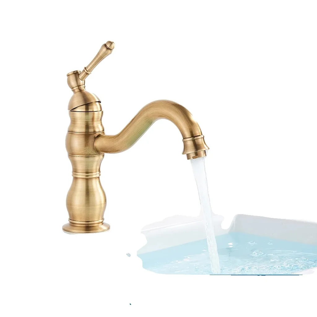 Rubinetto Vintage Ottone Anticato | Miscelatore Lavabo Retrò Bagno